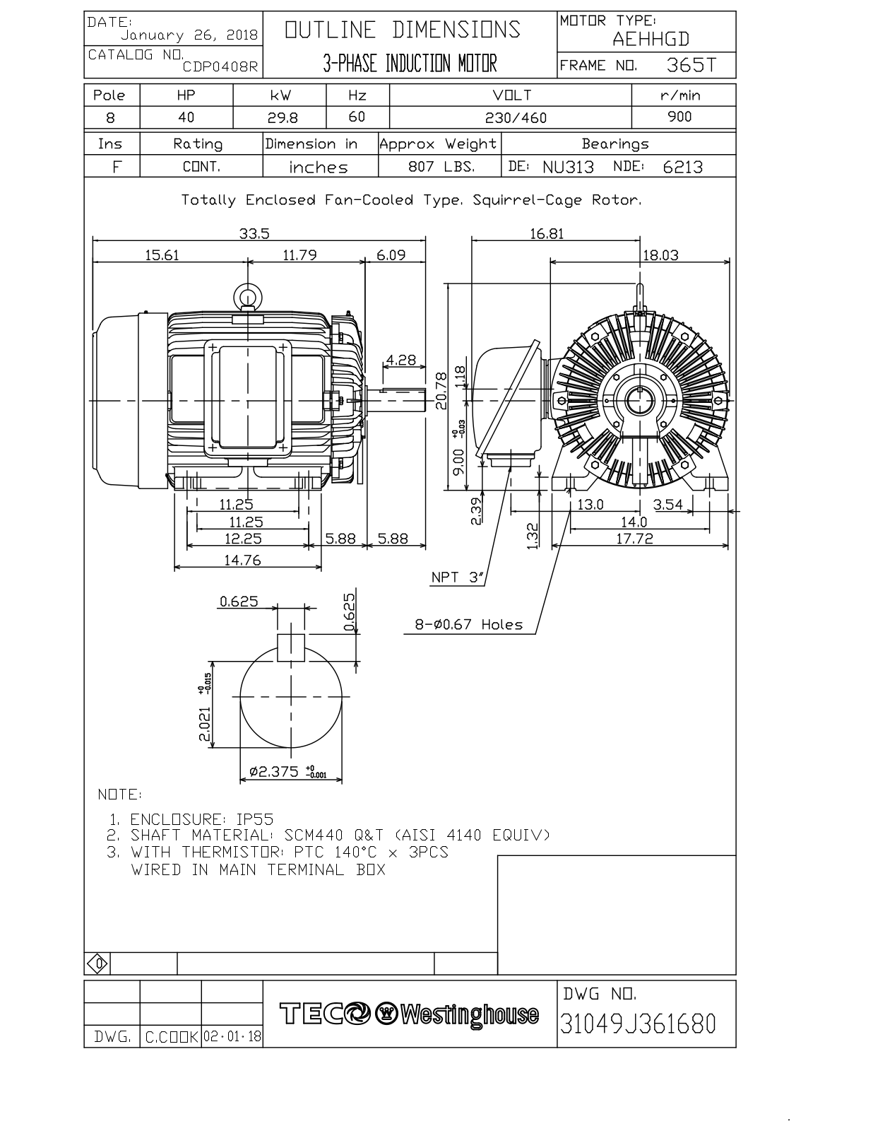Datasheet CDP0408R Reference Drawing (Teco) - ManualMachine.com