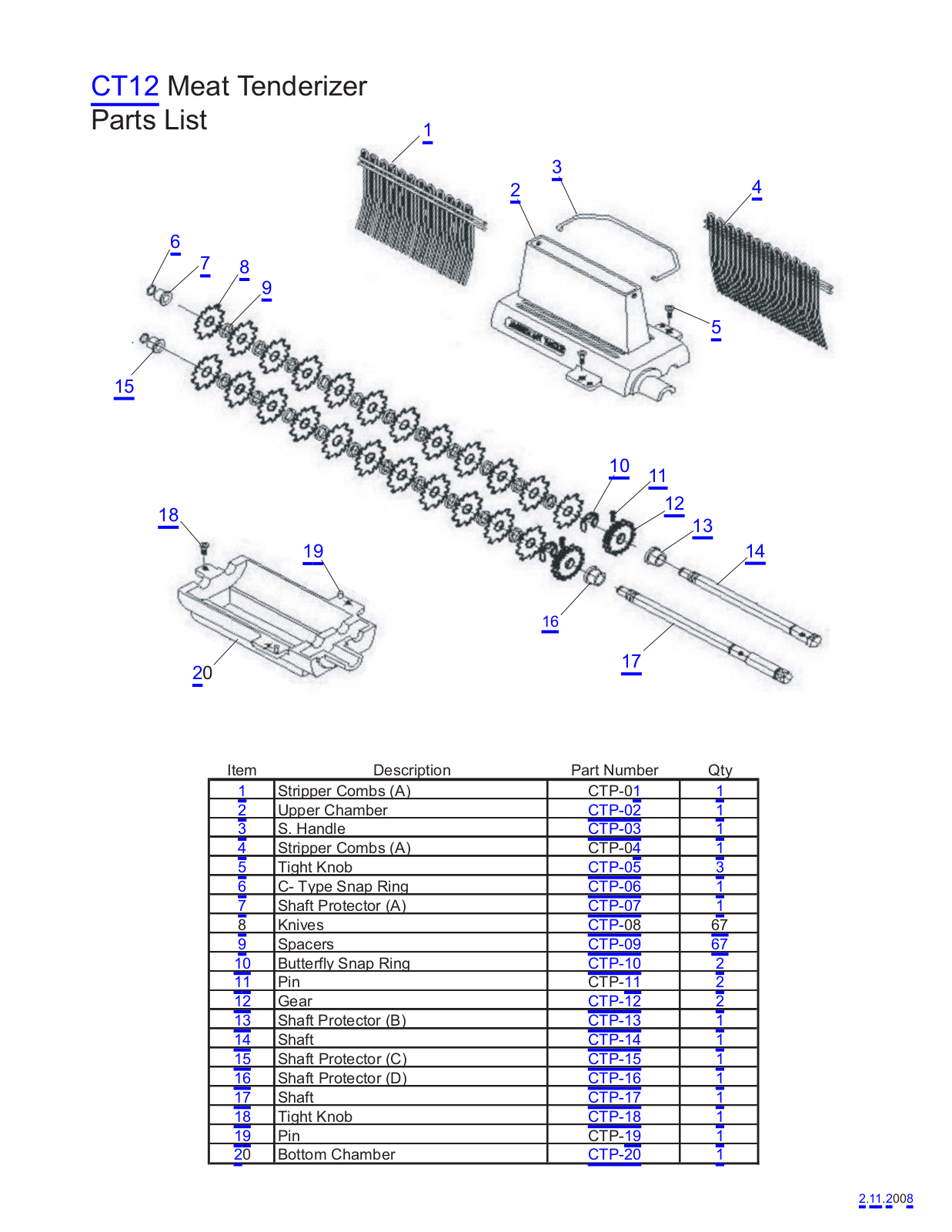 Globe CT12 Parts Manual