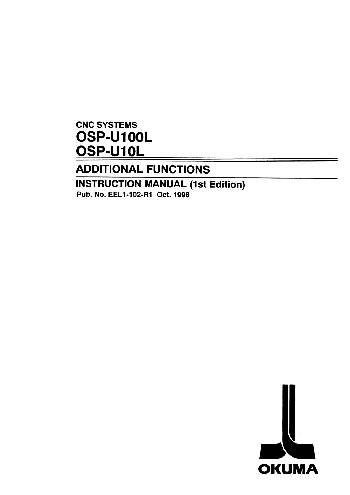 okuma OSP-U100L, OSP-U10L Instruction Manual
