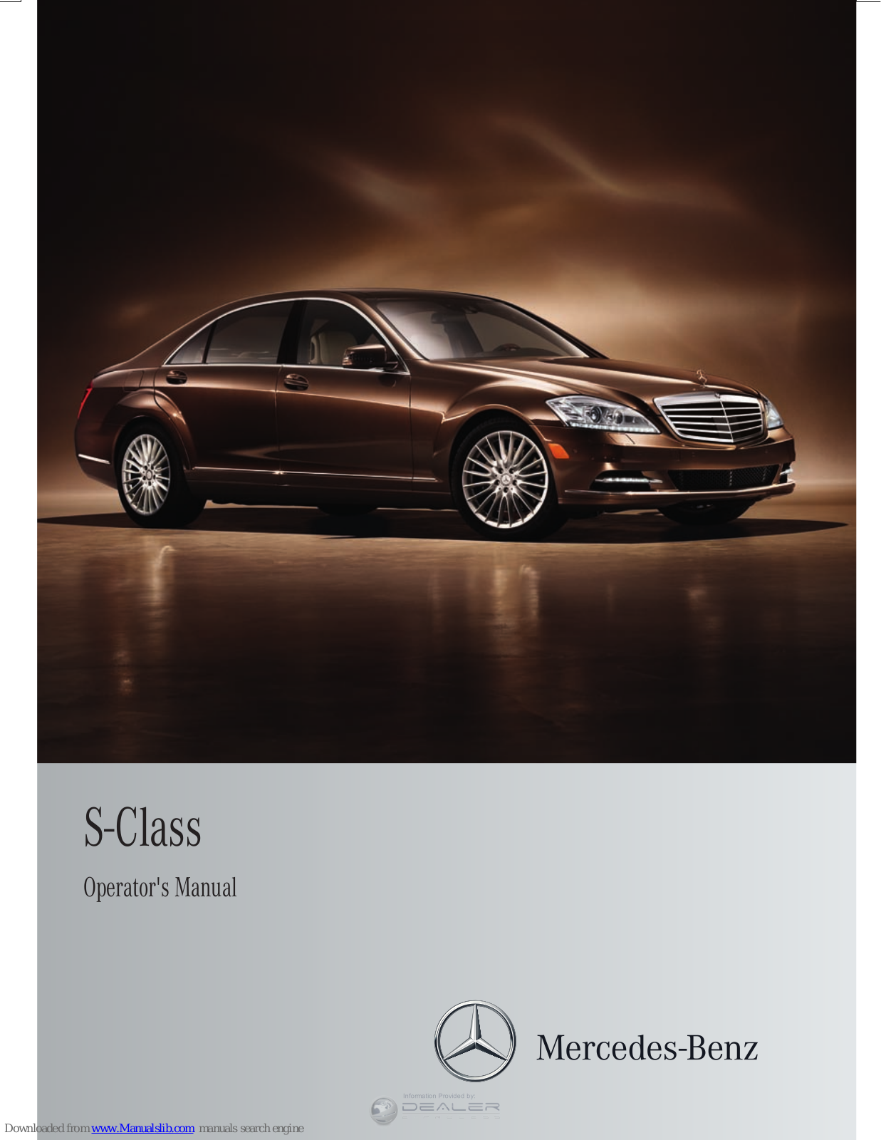 Mercedes-Benz S-Class, S 550 4MATIC BlueEFFICIENCY, S 63 AMG, S 65 AMG, S 550 Operator's Manual