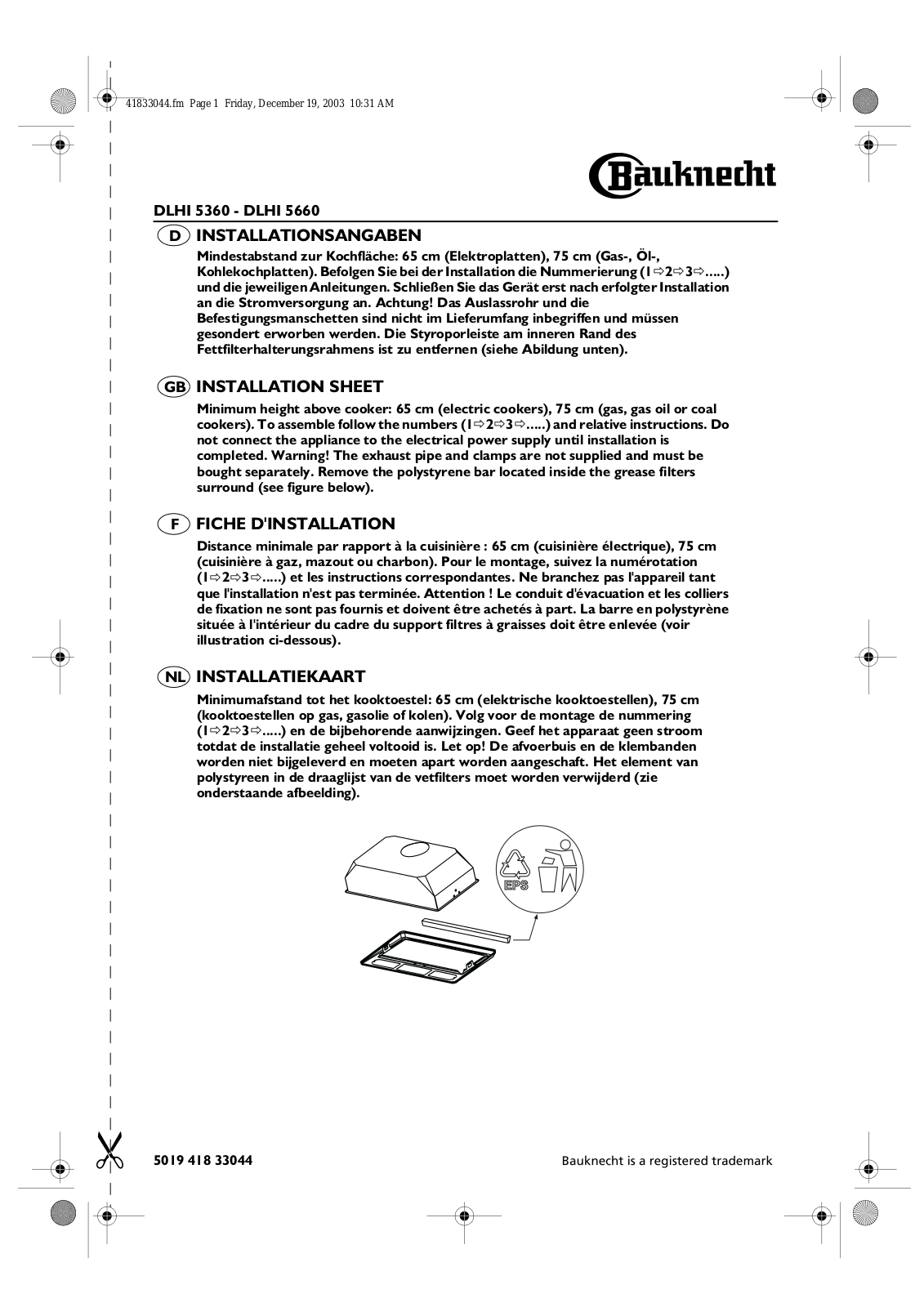 Whirlpool DDE 5760 AL, DLHI 5660 GY, DDE 5760 IN INSTRUCTION FOR USE