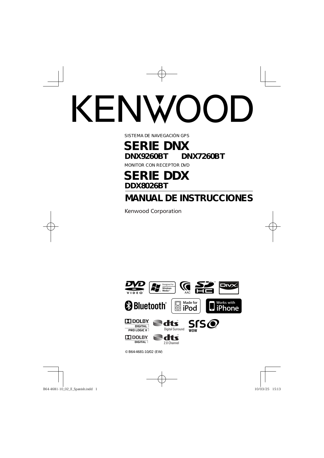 Kenwood DNX 7260 BT Instruction Manual