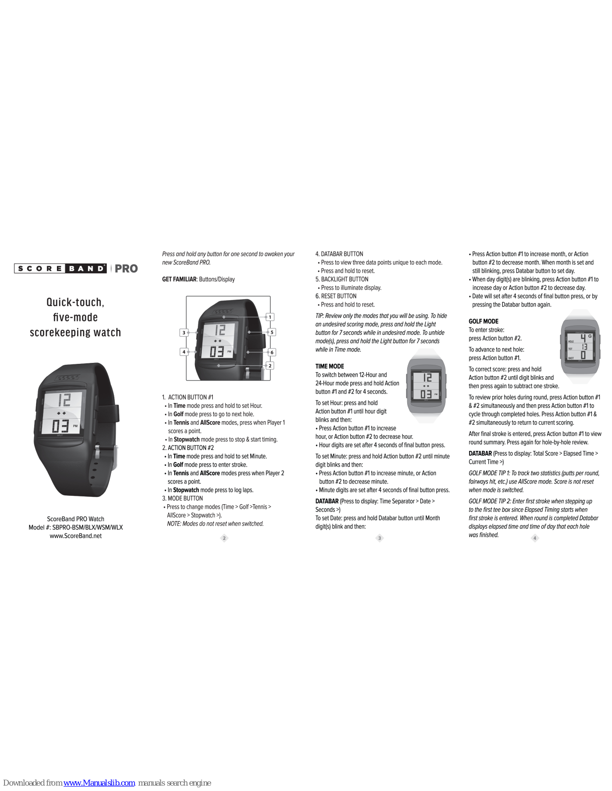 ScoreBand SBPRO-BSM, SBPRO-BLX, SBPRO-WSM, SBPRO-WLX User Manual - ManualMachine.com