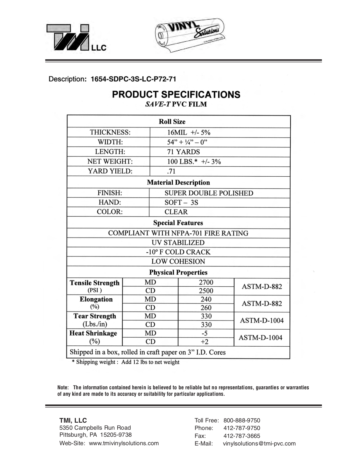 Tmi 1654-SDPC-3S-LC-P72-71 User Manual