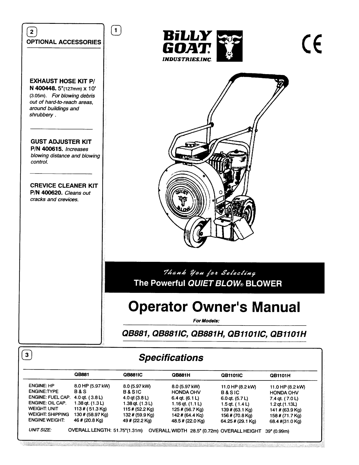 Billy Goat QB881 User Manual