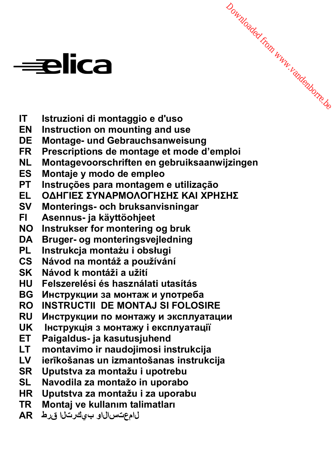 ELICA TUBE INOX User Manual