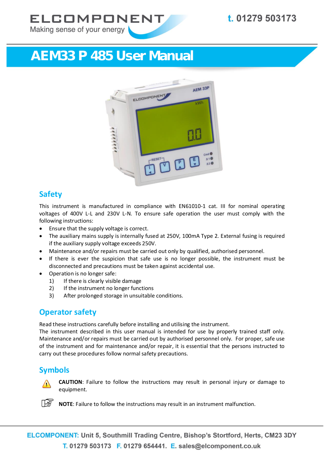 Elcomponent AEM33 User Manual