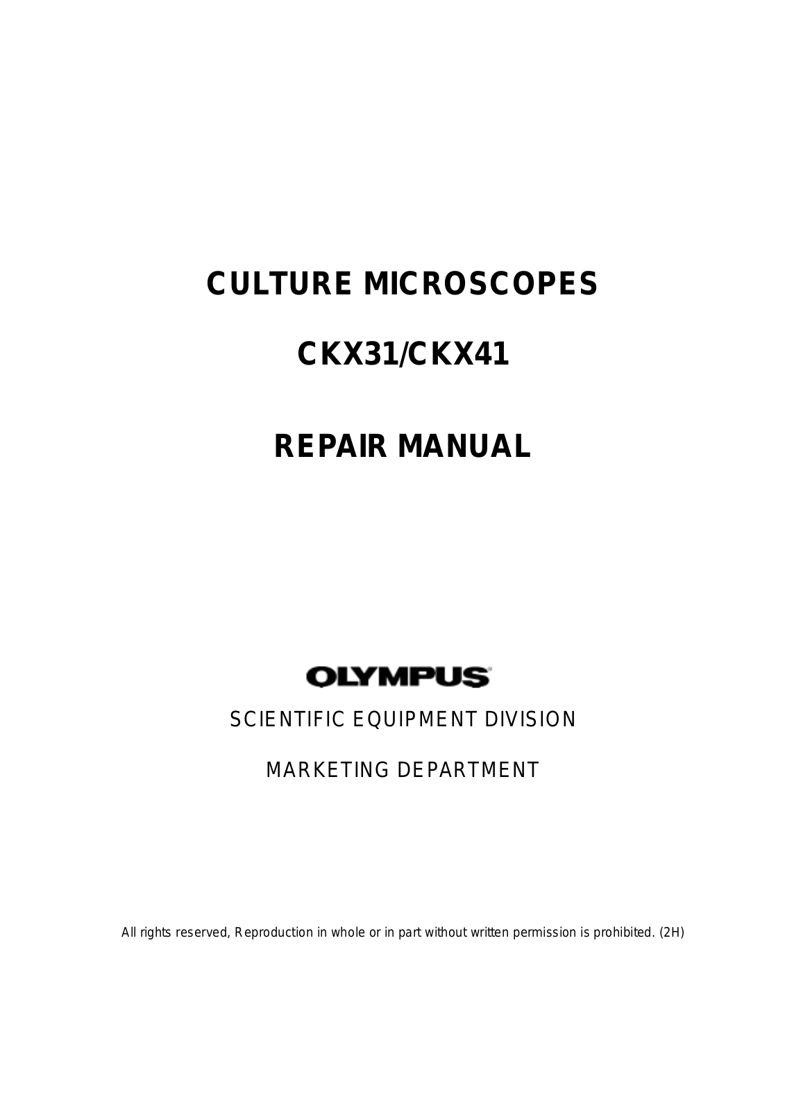 Olympus CKX-31, CKX-41 Service manual