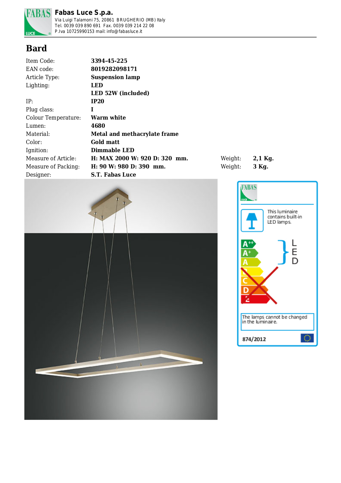 Bard 3394-45-225 User Manual