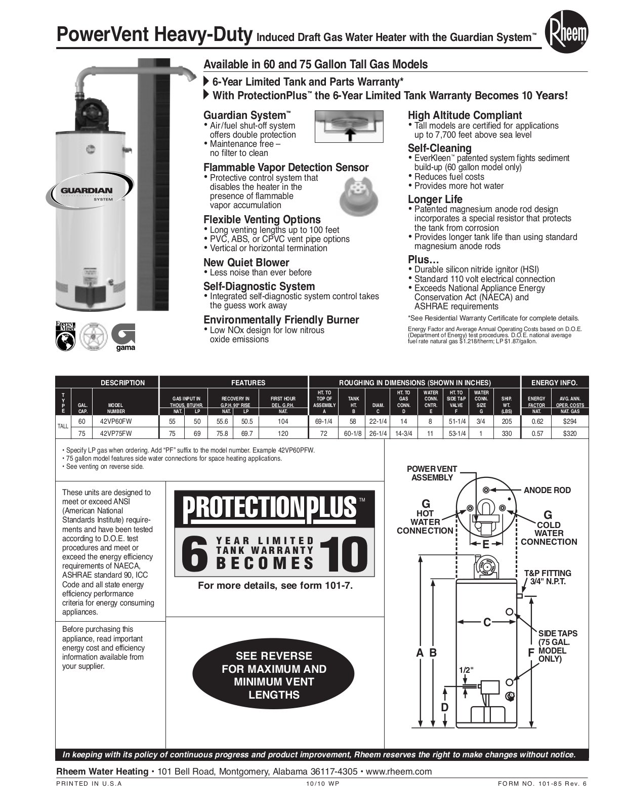 Rudd 42VP60FW User Manual