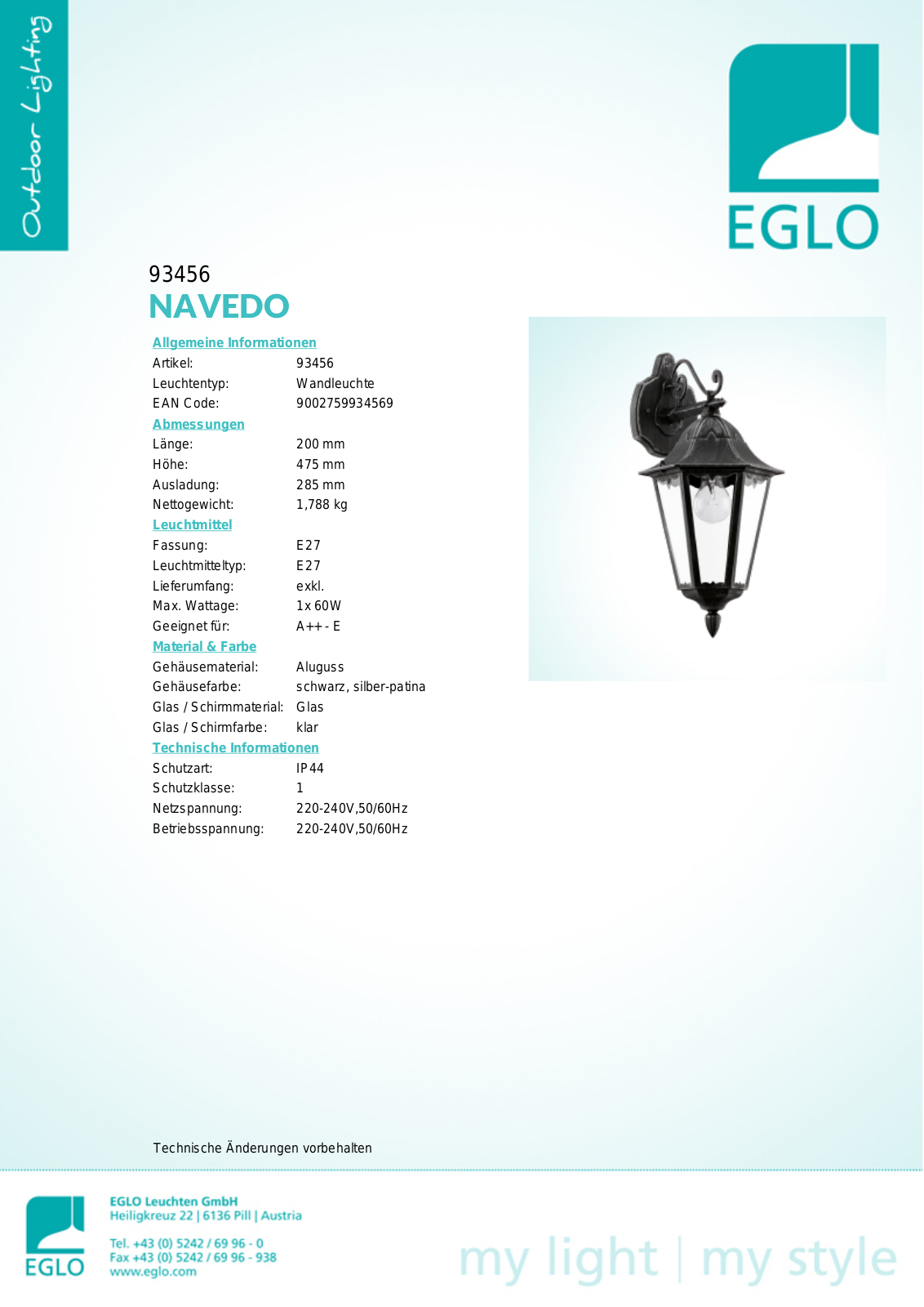 Eglo 93456 Service Manual