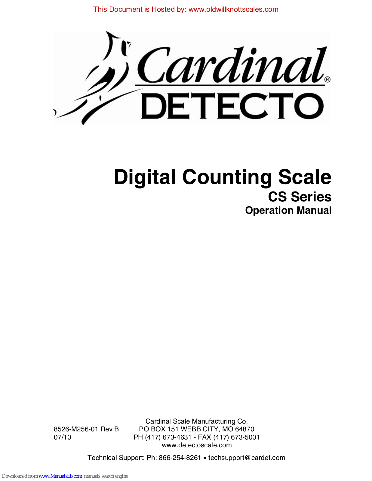 Cardinal CS Series, Detecto CS-6, Detecto CS-15, Detecto CS-30, Detecto CS-65 Operation Manual