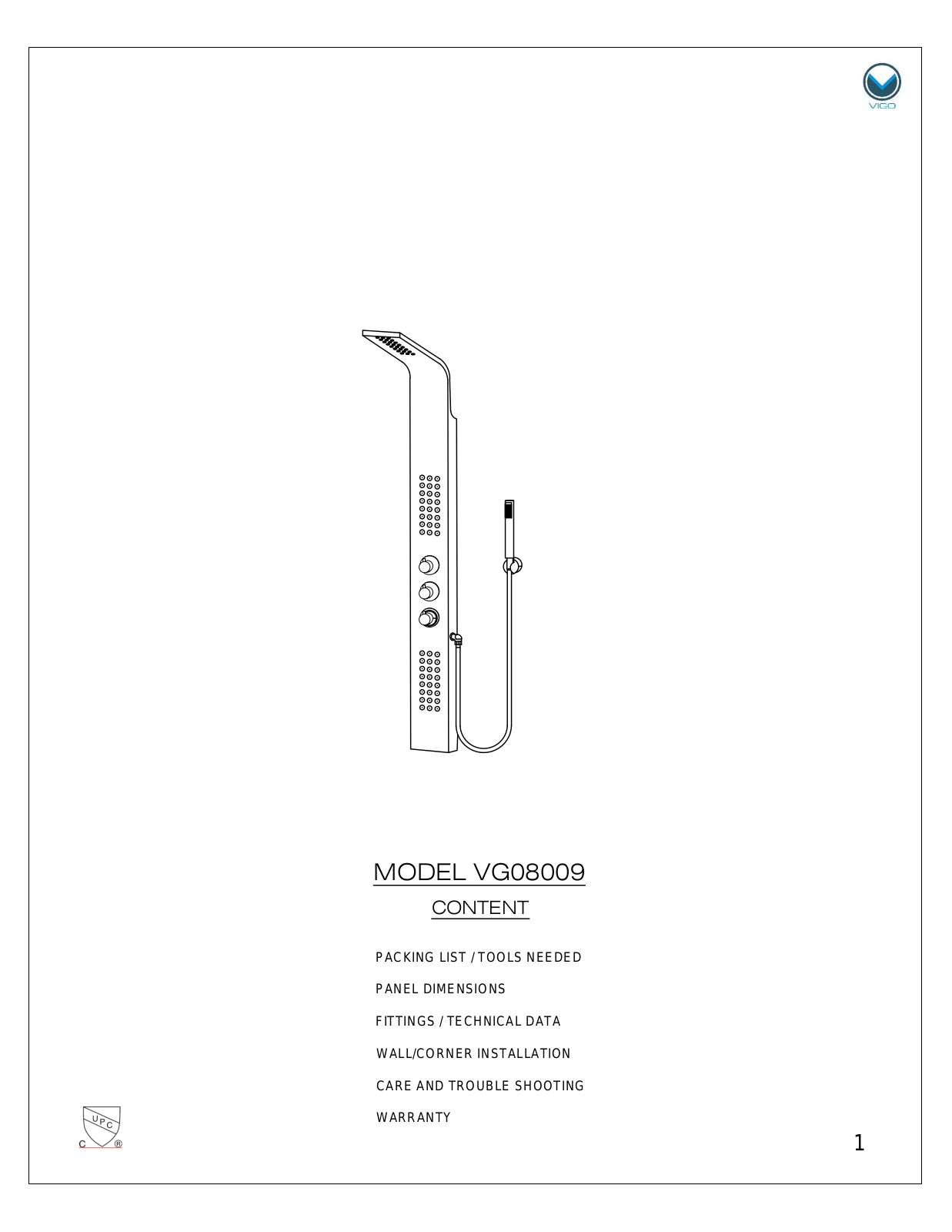 Vigo VG08009 User Manual