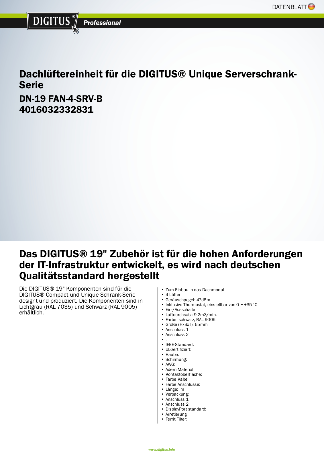 Digitus DN-19 FAN-4-SRV-B User Manual