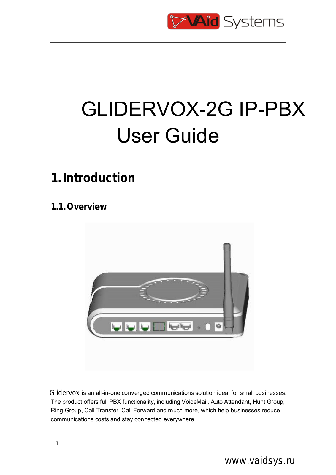 Vaid Systems Glidervox-2G User Manual - ManualMachine.com