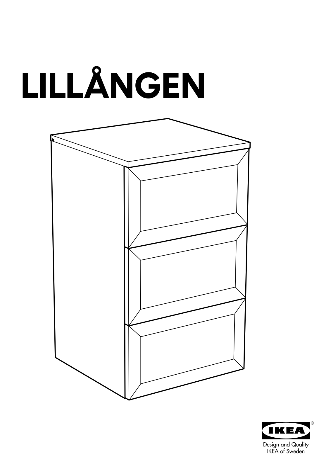 IKEA LILLAGEN 3 DRAWER UNIT W- ALUMINUM FRONT 15X15X25 Assembly Instruction