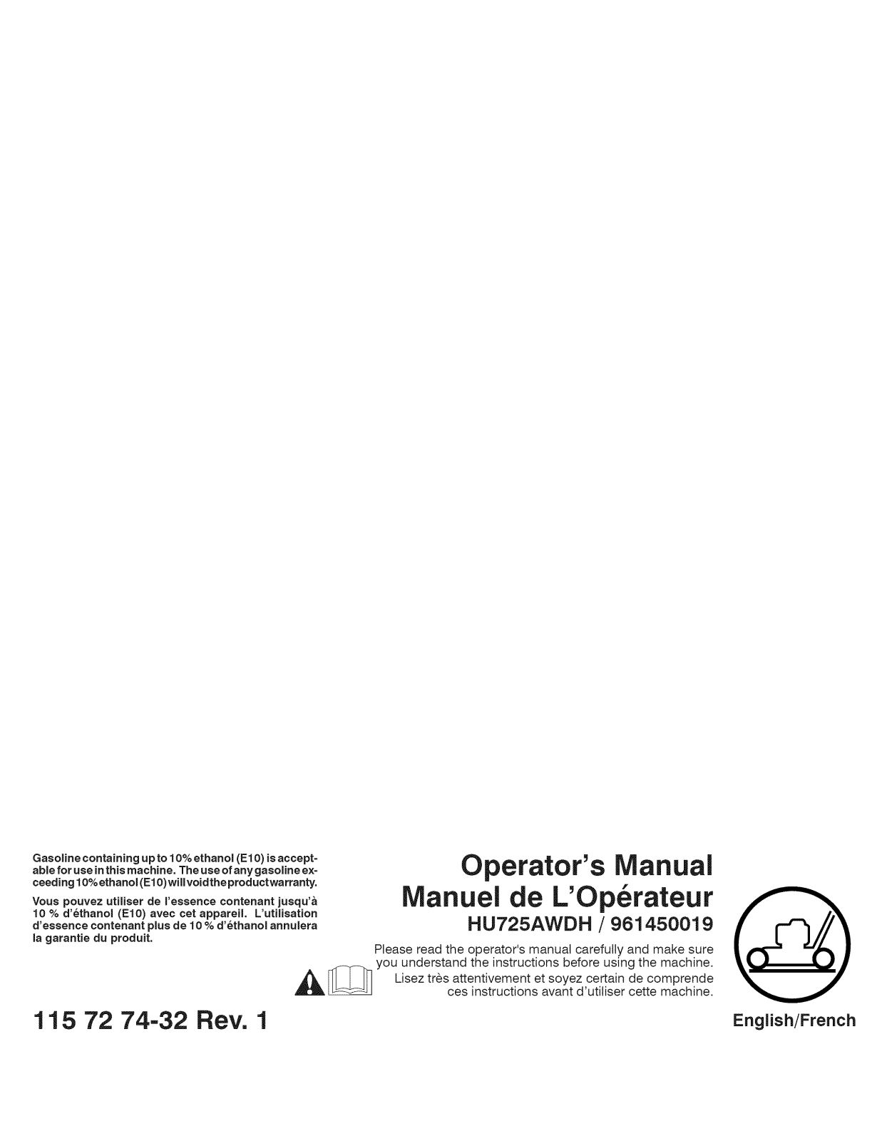 Husqvarna HU725AWDH-96145001901 Owner’s Manual