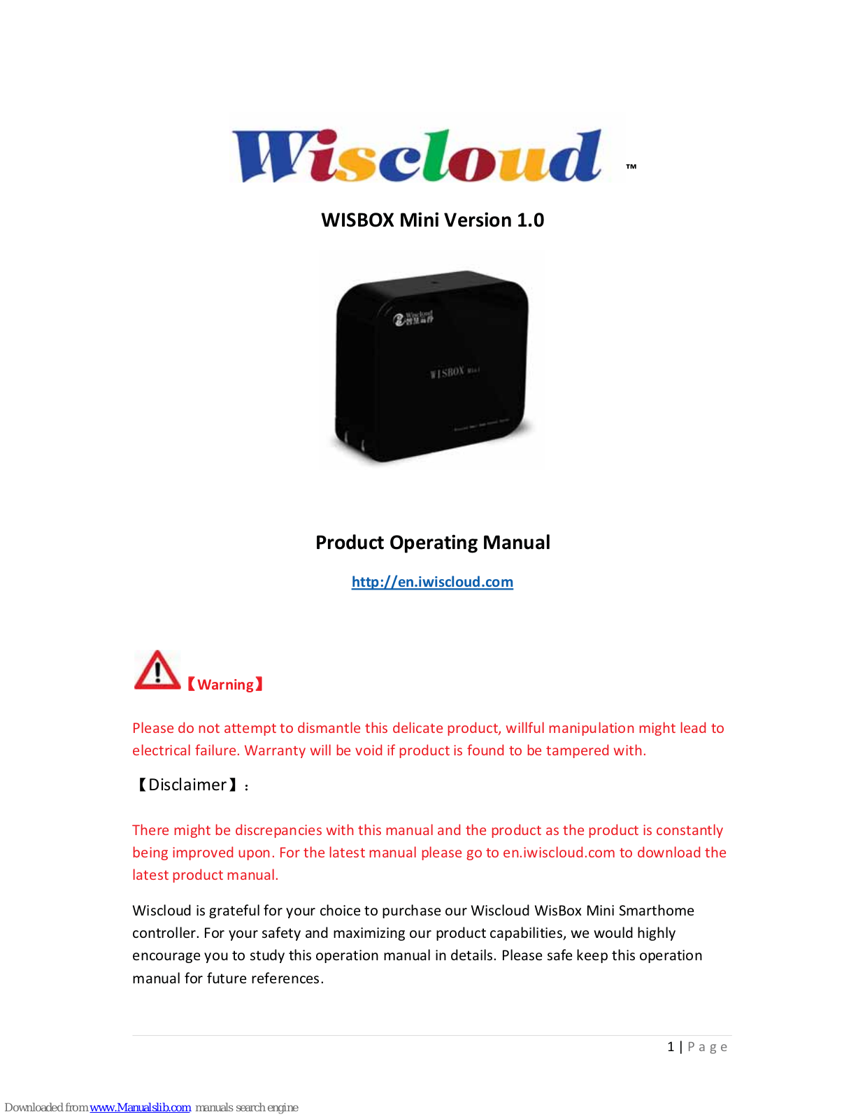 Wiscloud WISBOX Mini Operating Manual - ManualMachine.com