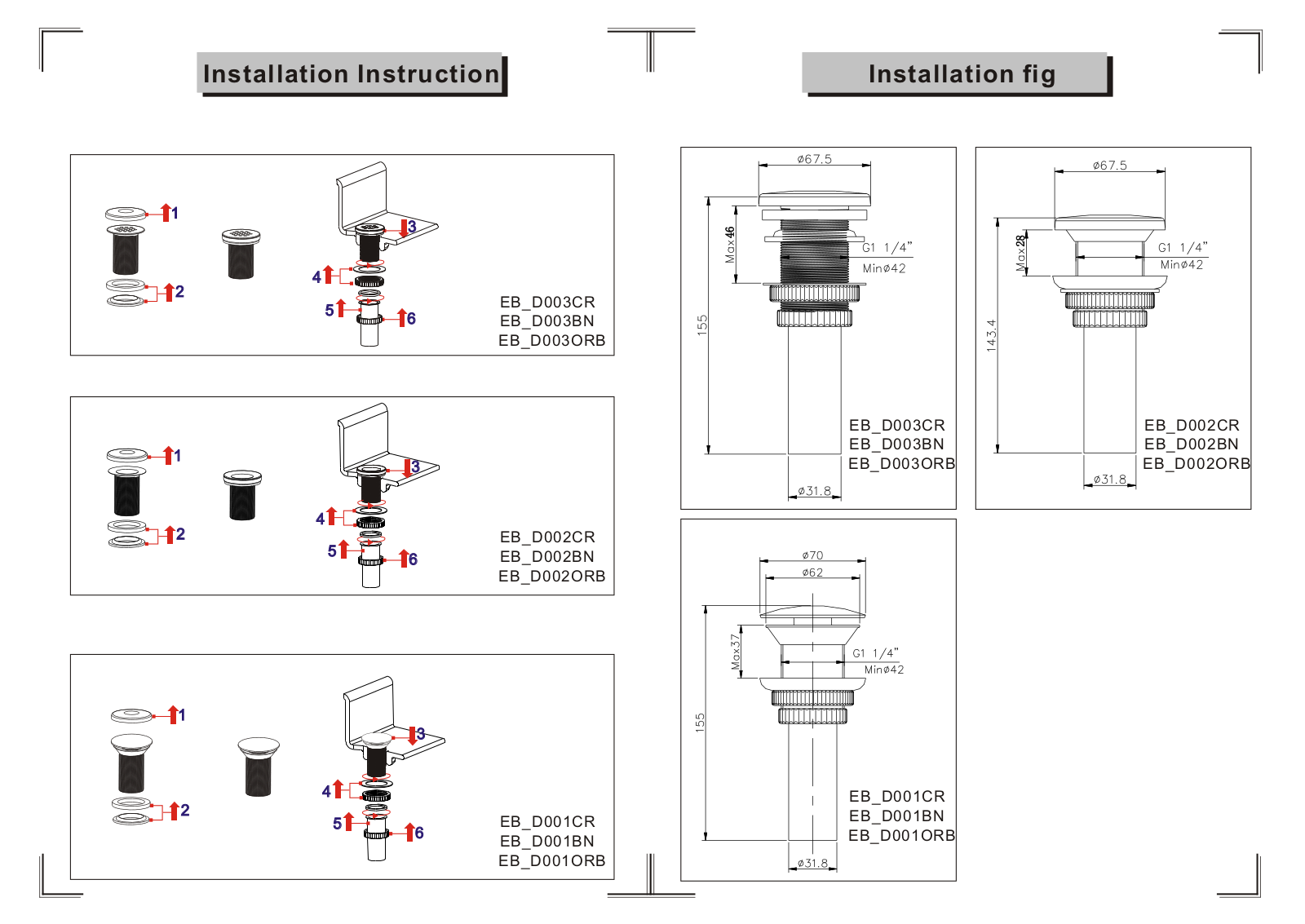 Eden Bath EBD3MRRB Installation Manual