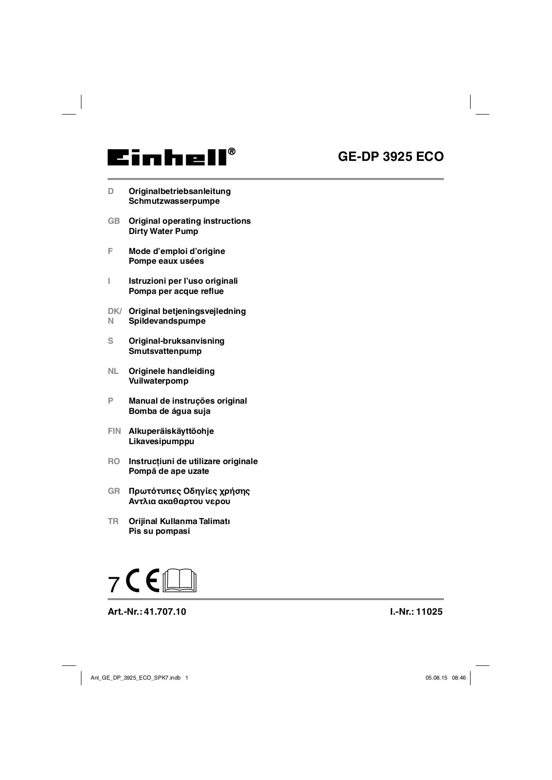 Einhell Ge-dp 3925 ECO User Manual