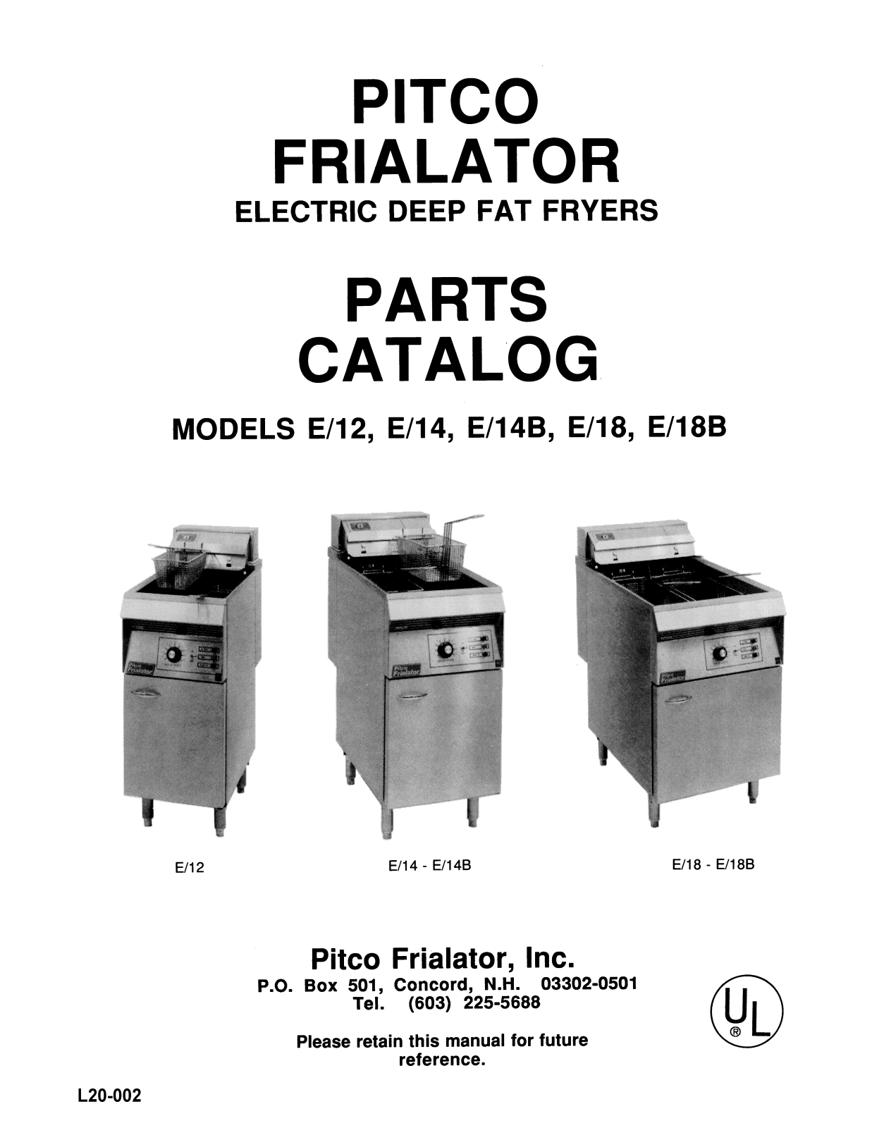 Pitco Frialator E14B User Manual