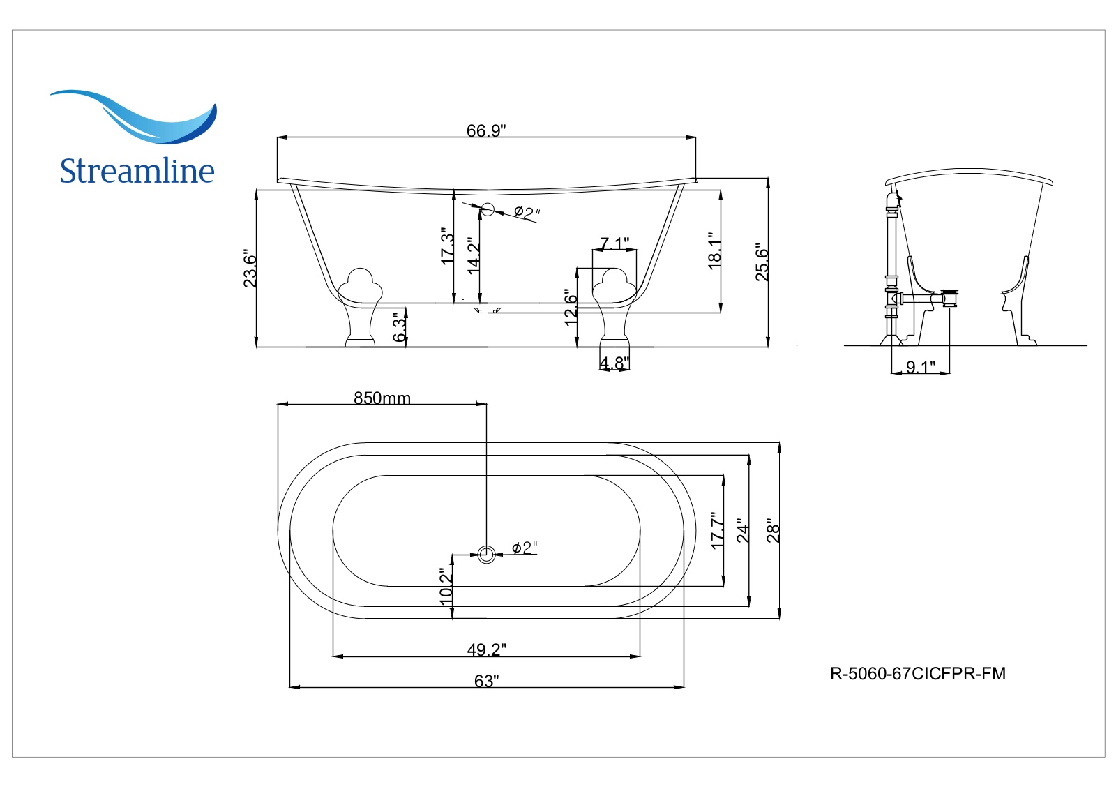 Streamline Bath SLBH5192 Dimensions - ManualMachine.com