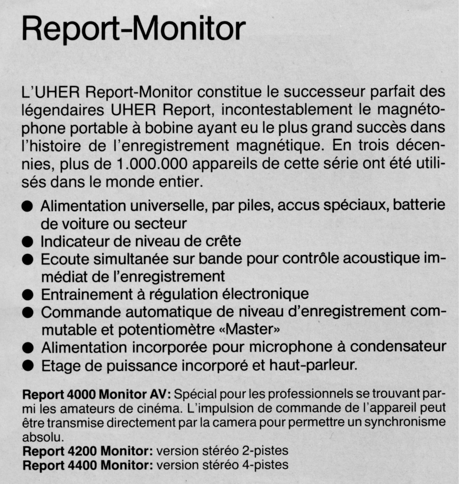 Uher 4000 Report Monitor Brochure