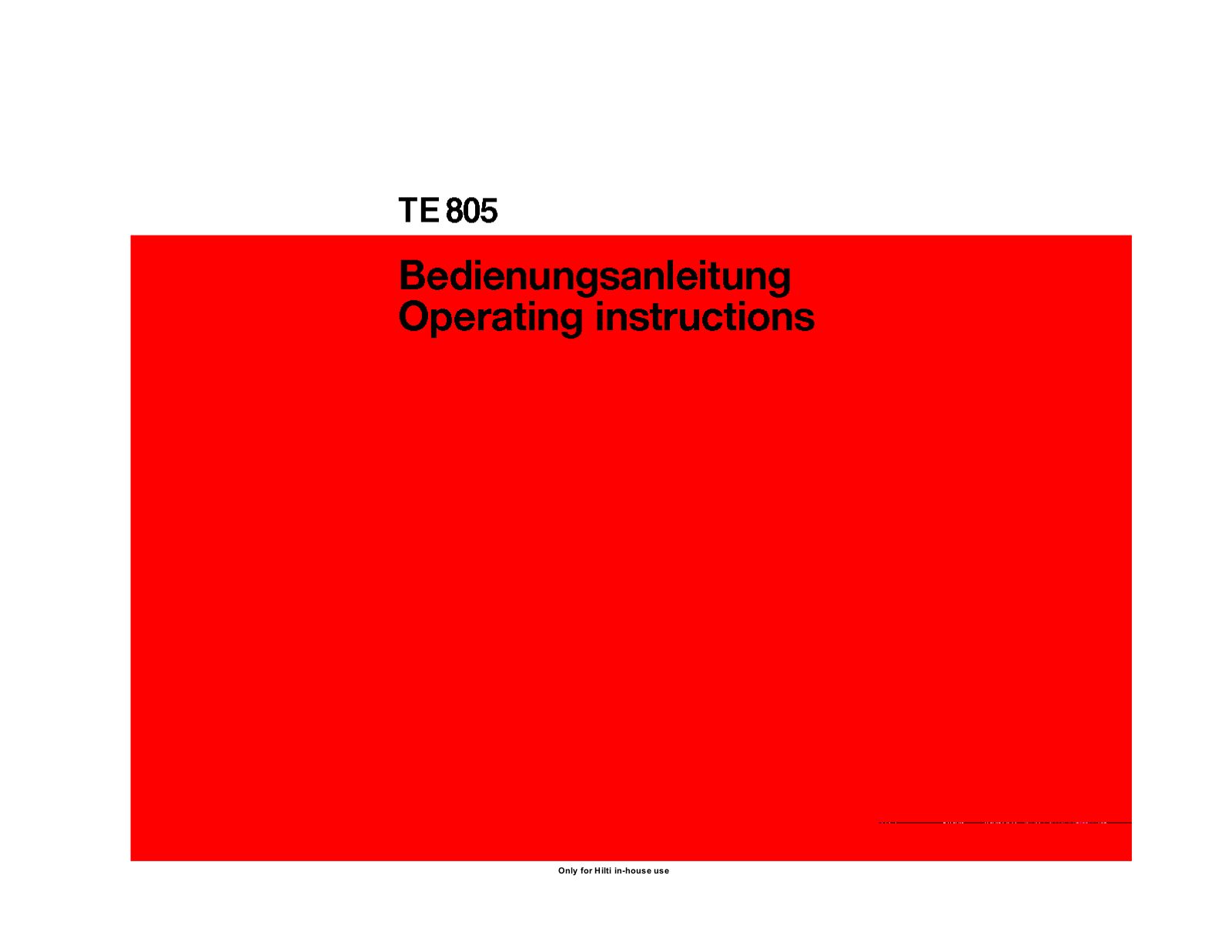 Hilti TE 805 User Manual