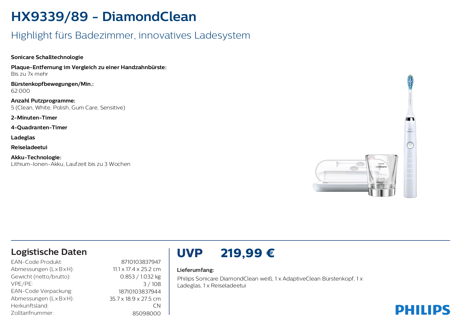 Philips Sonicare HX9339-89 Technical data - ManualMachine.com