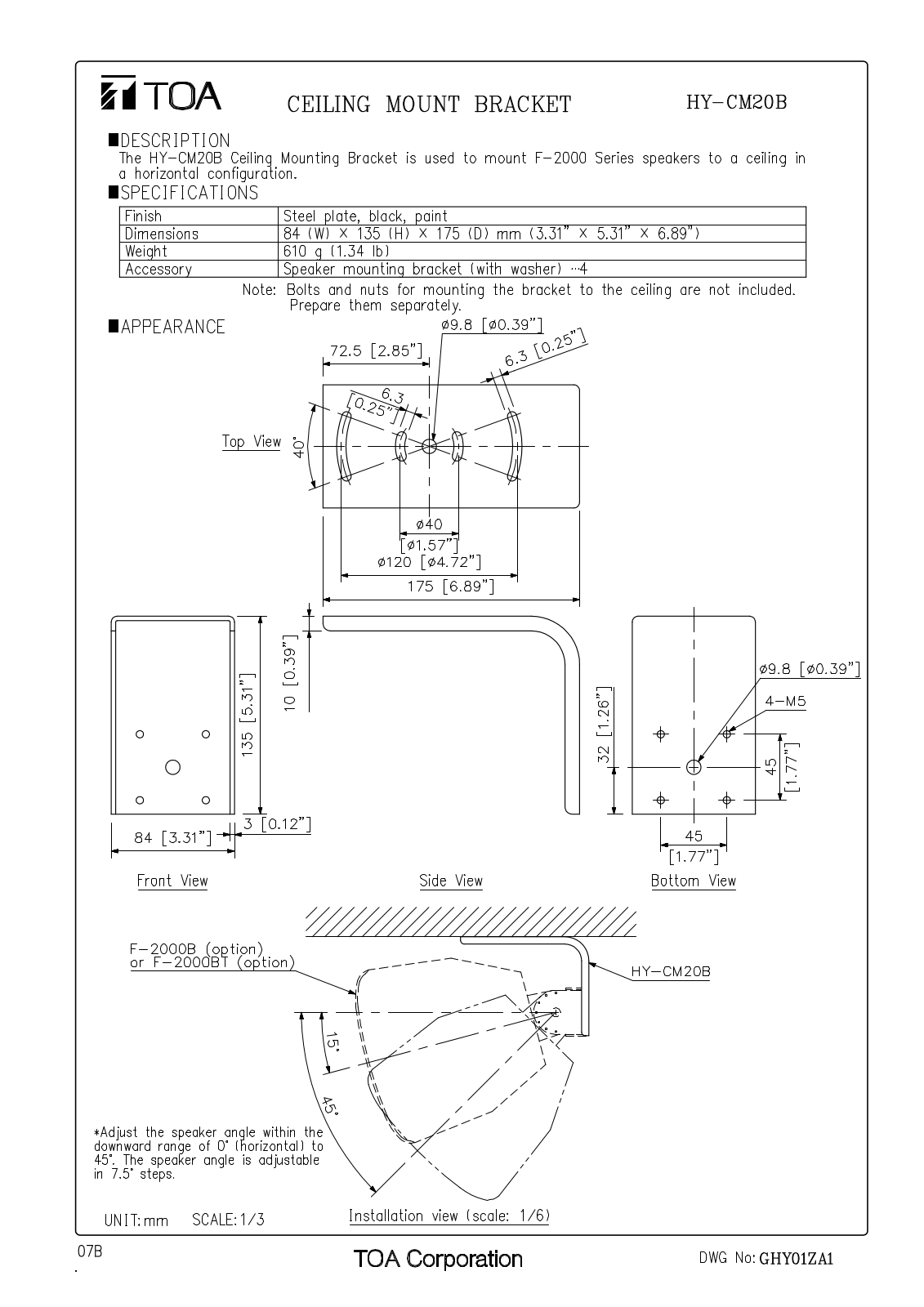 TOA HY-CM20B User Manual