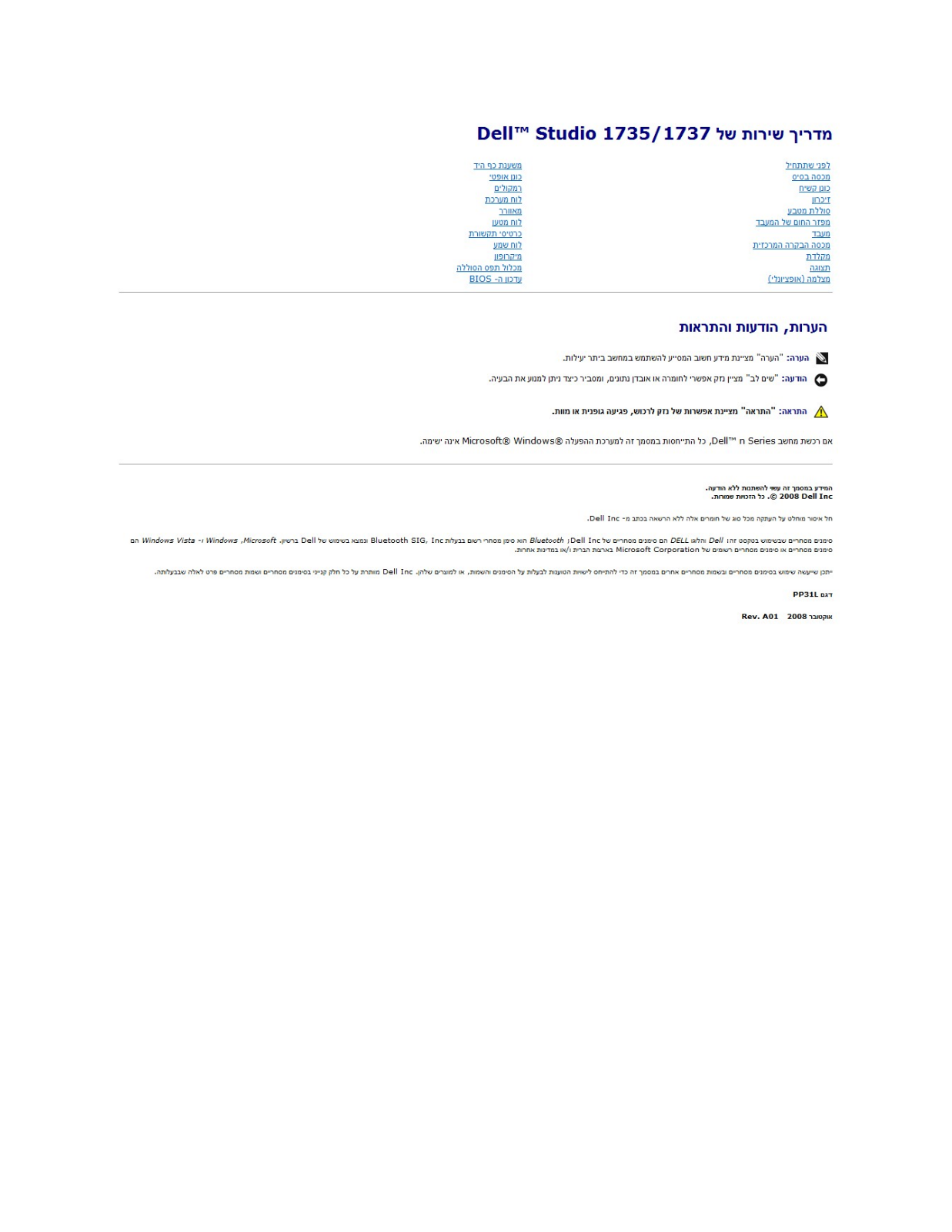 Dell Studio 1735 User Manual