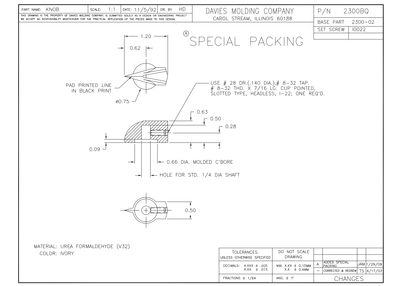 Davies Molding 2300BQ Reference Drawing