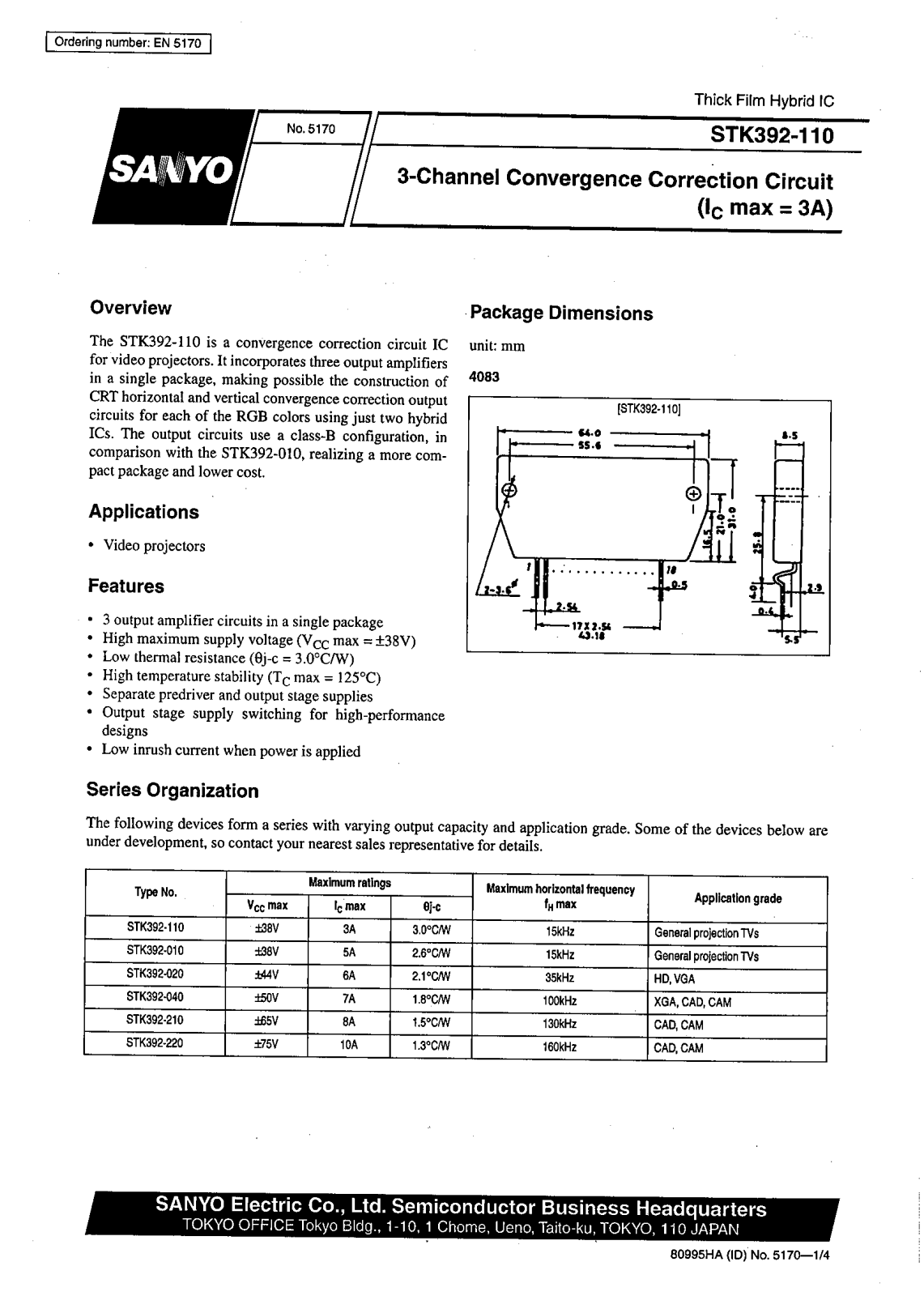 SANYO STK392-110 Datasheet