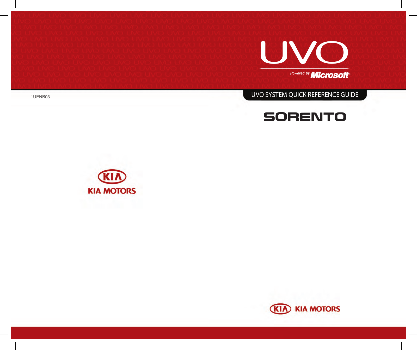 Kia Sorento Uvo System 2013 Owner's Manual