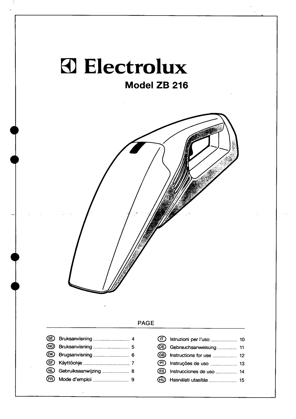 electrolux ZB216 User Manual