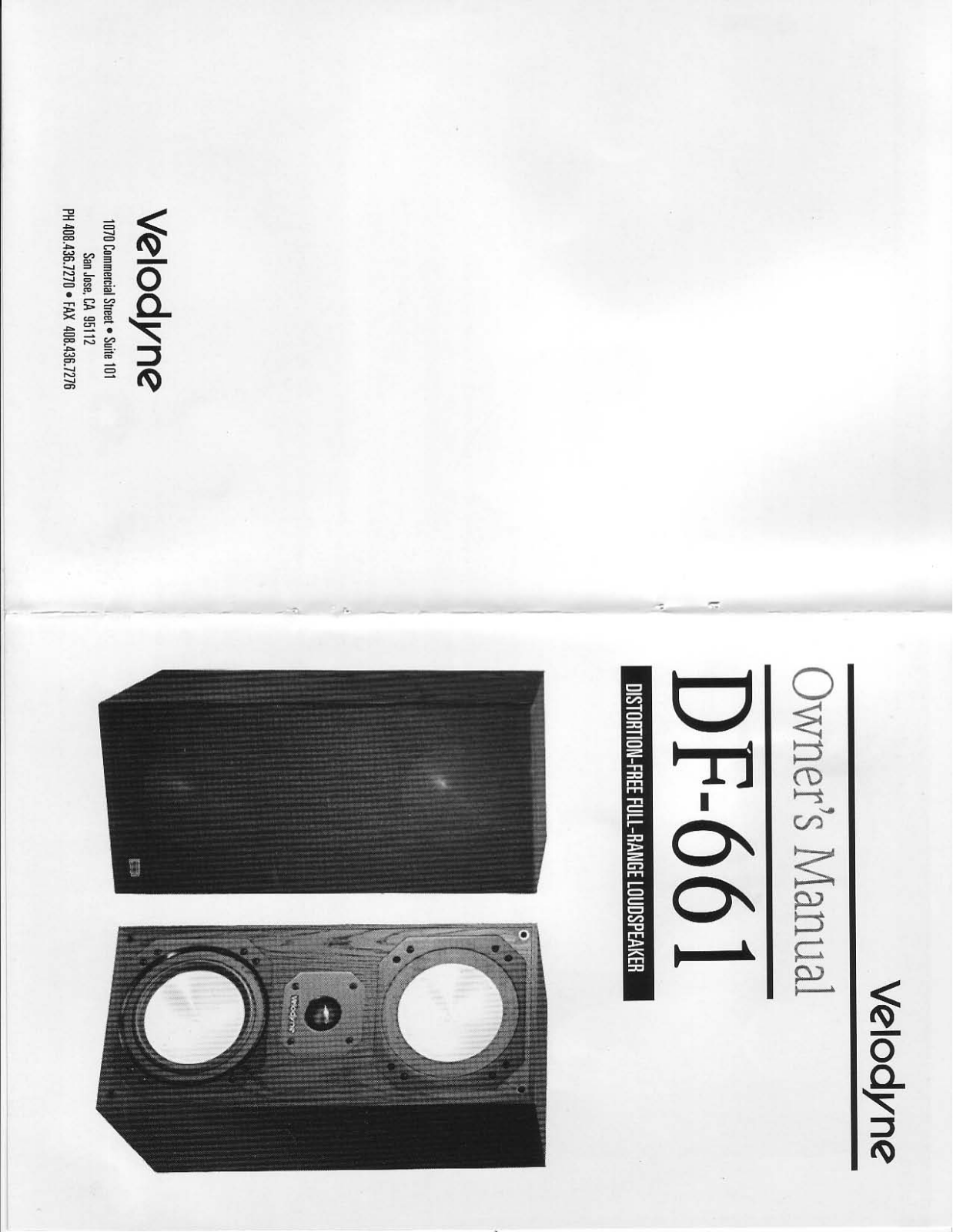 Velodyne Acoustics DF-661 Owners manual