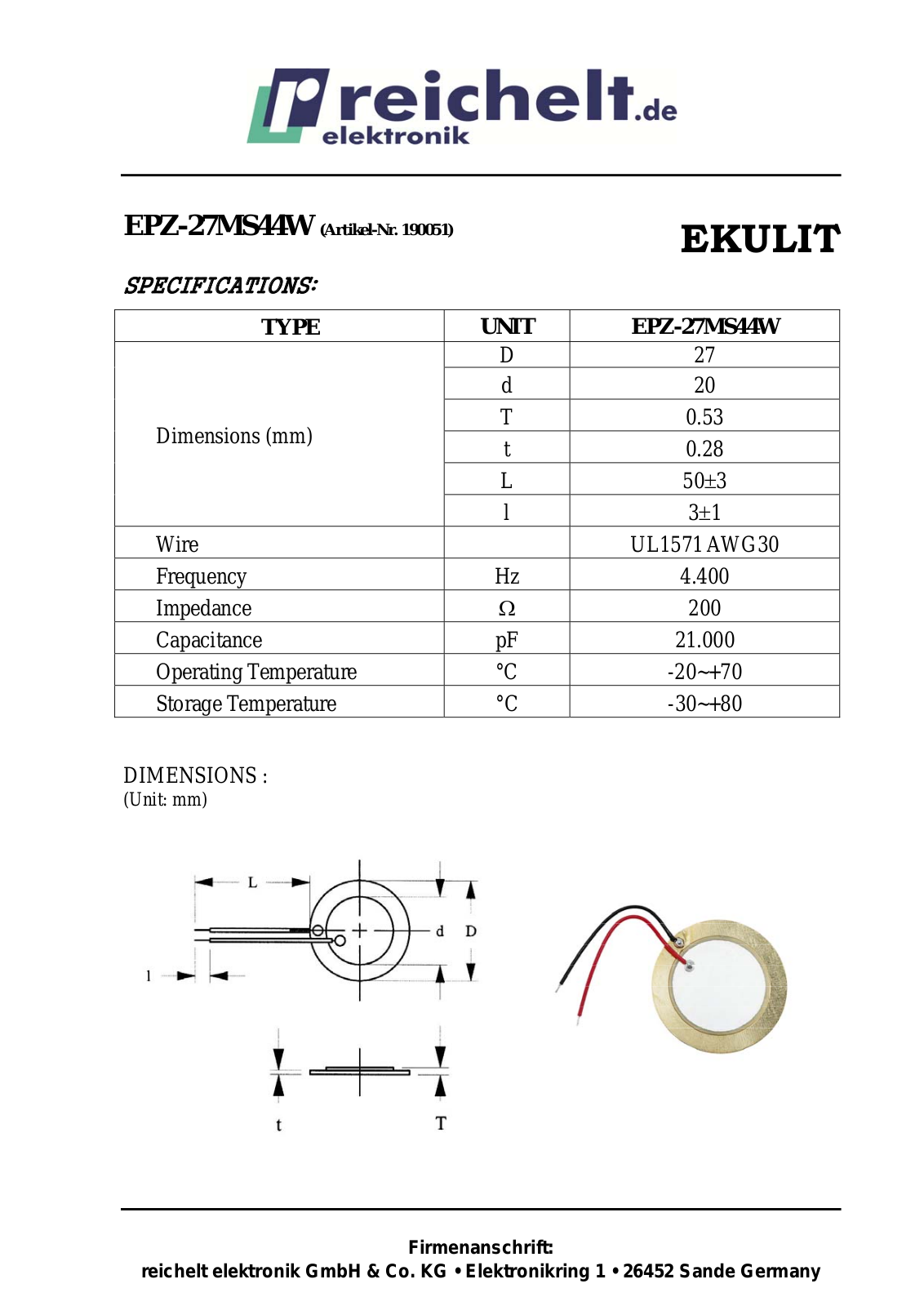 EKULIT EPZ-27MS44W Datasheet - ManualMachine.com