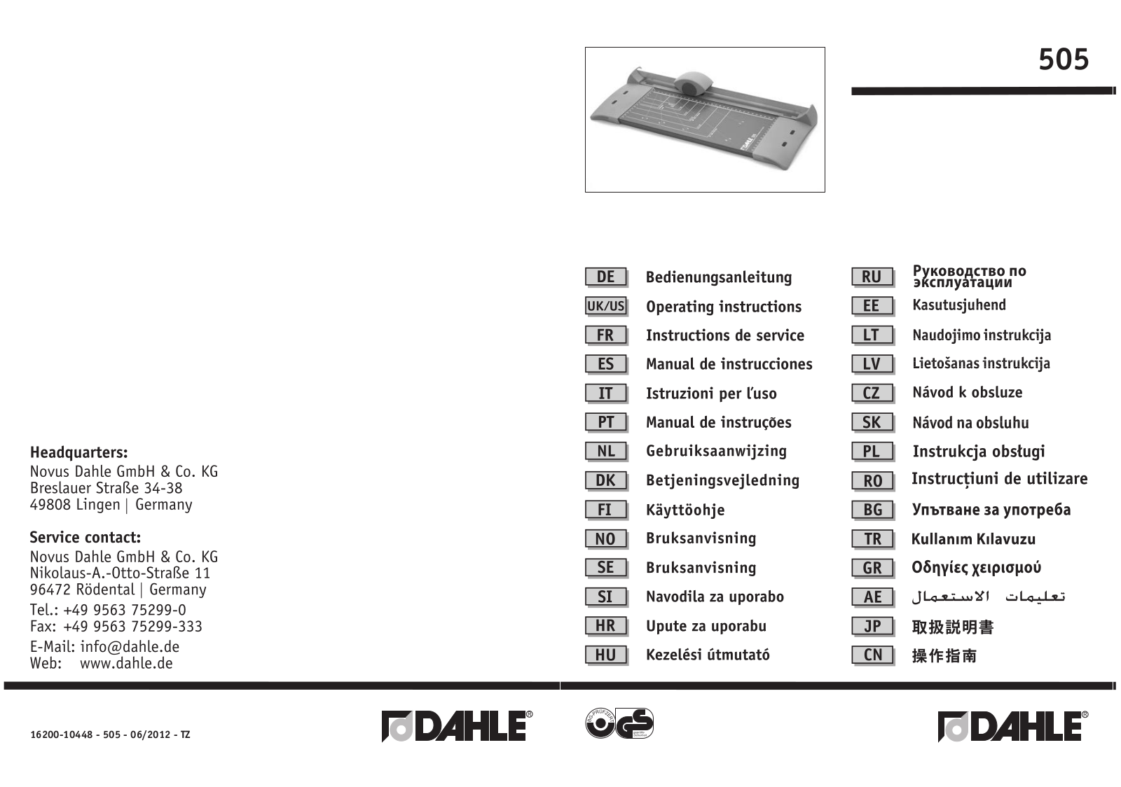 Dahle 508 User manual