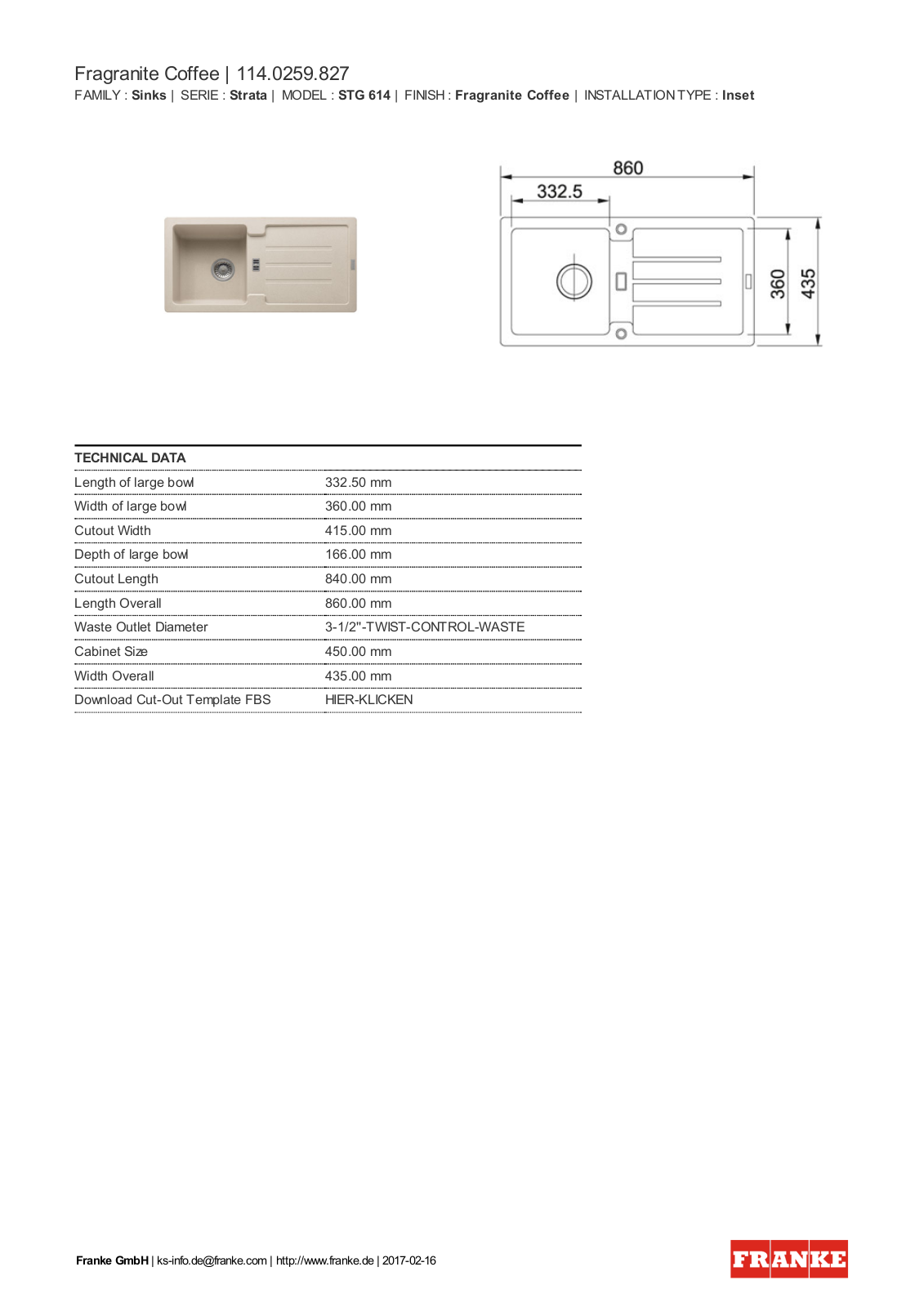 Franke 114.0259.827 Service Manual