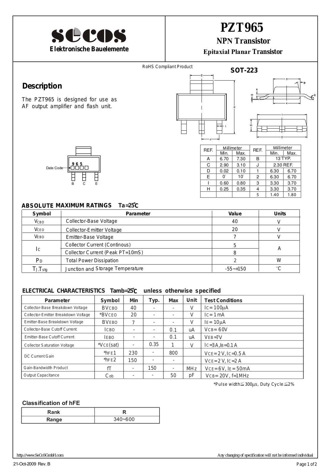 Datasheet pzt965 Datasheet - ManualMachine.com