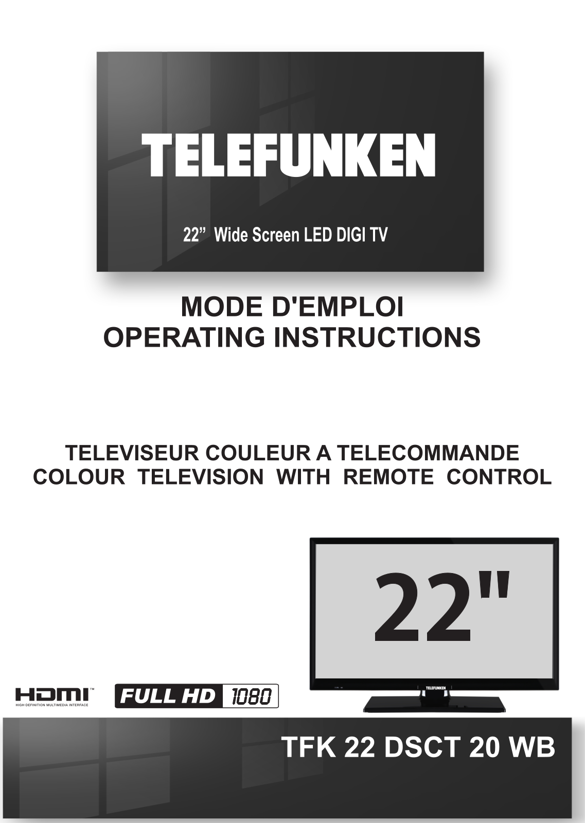 Telefunken TFK 22 DSCT 20 WB, TFK 22 DS 19 B Operating Instructions Manual