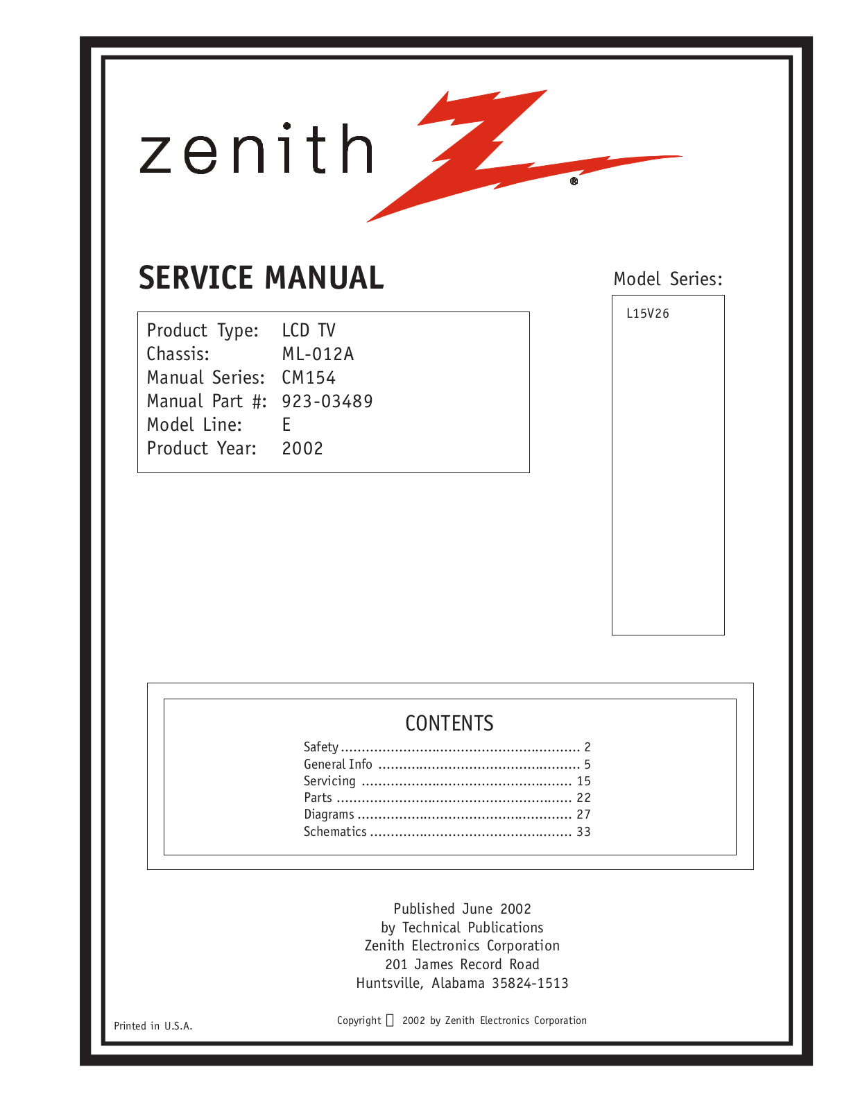 LG L15V26 Service Manual