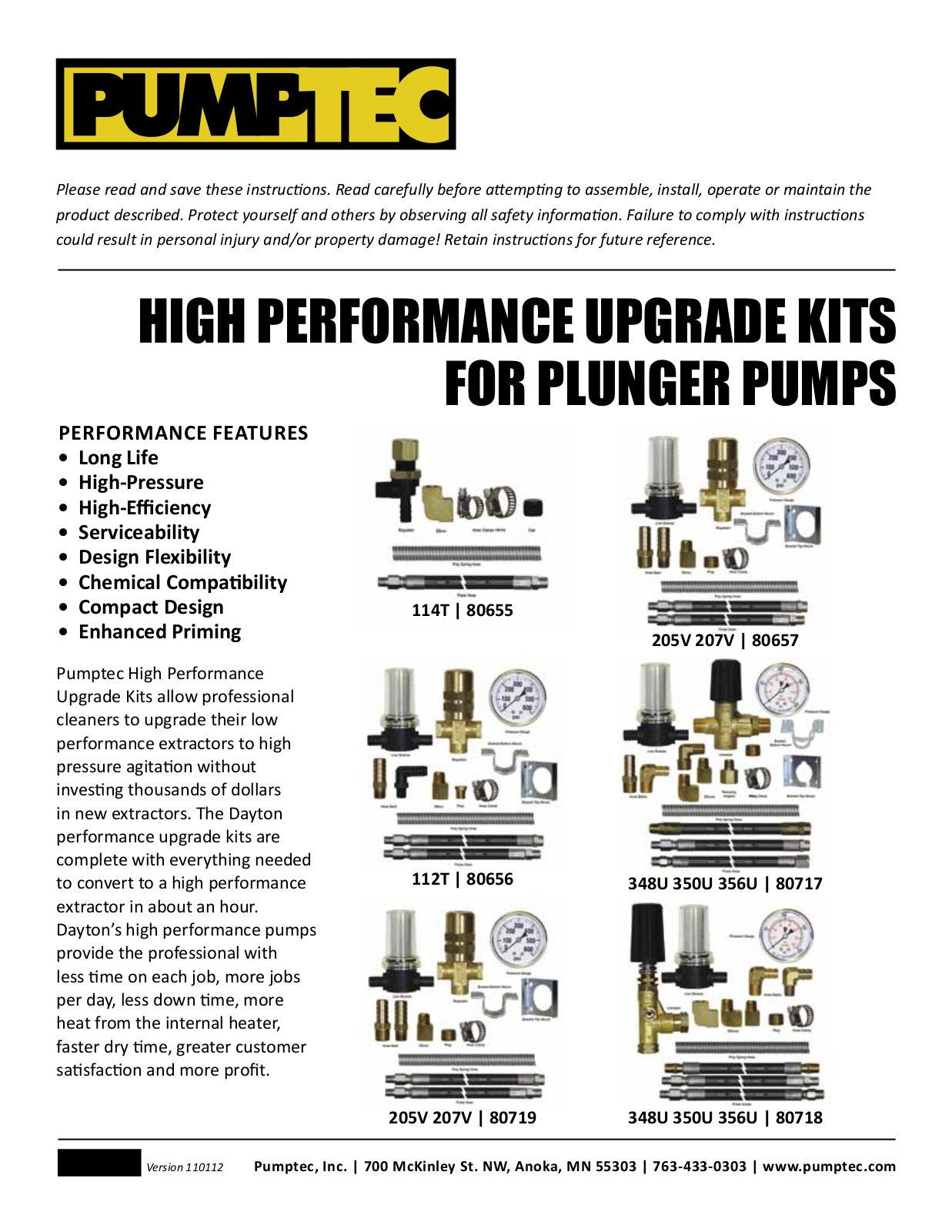 Pumptec High Performance Upgrade Kits User Manual - ManualMachine.com