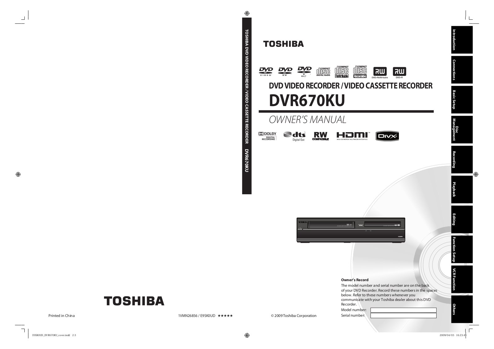 Toshiba DVR670KU User Manual