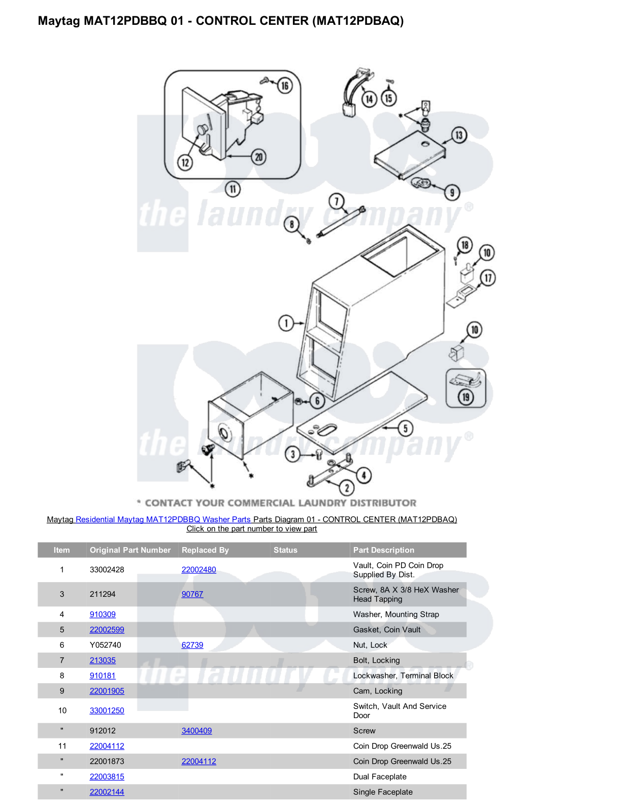 Maytag MAT12PDBBQ Parts Diagram