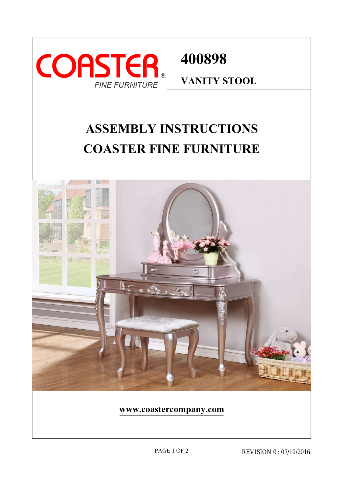 Coaster 400898 Assembly Guide - ManualMachine.com