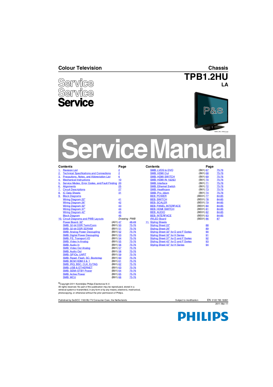 Philips 42HFL4482F/F7 Schematic