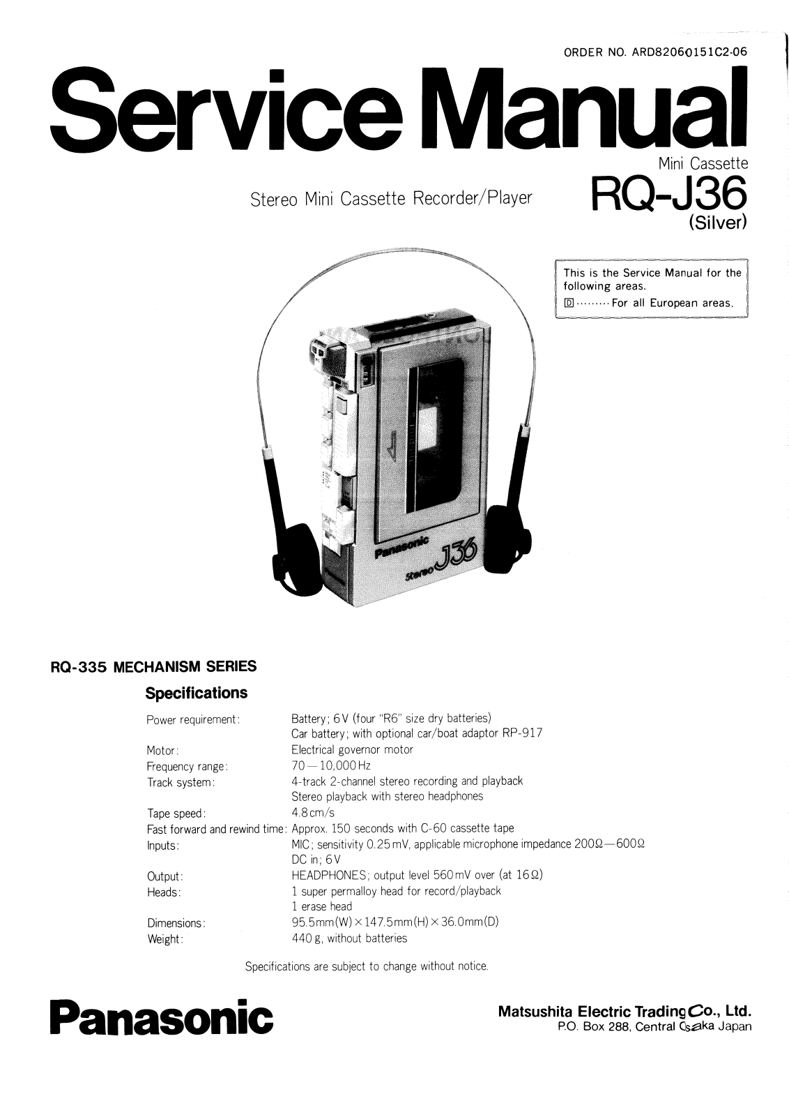 Panasonic RQJ-36 Service manual