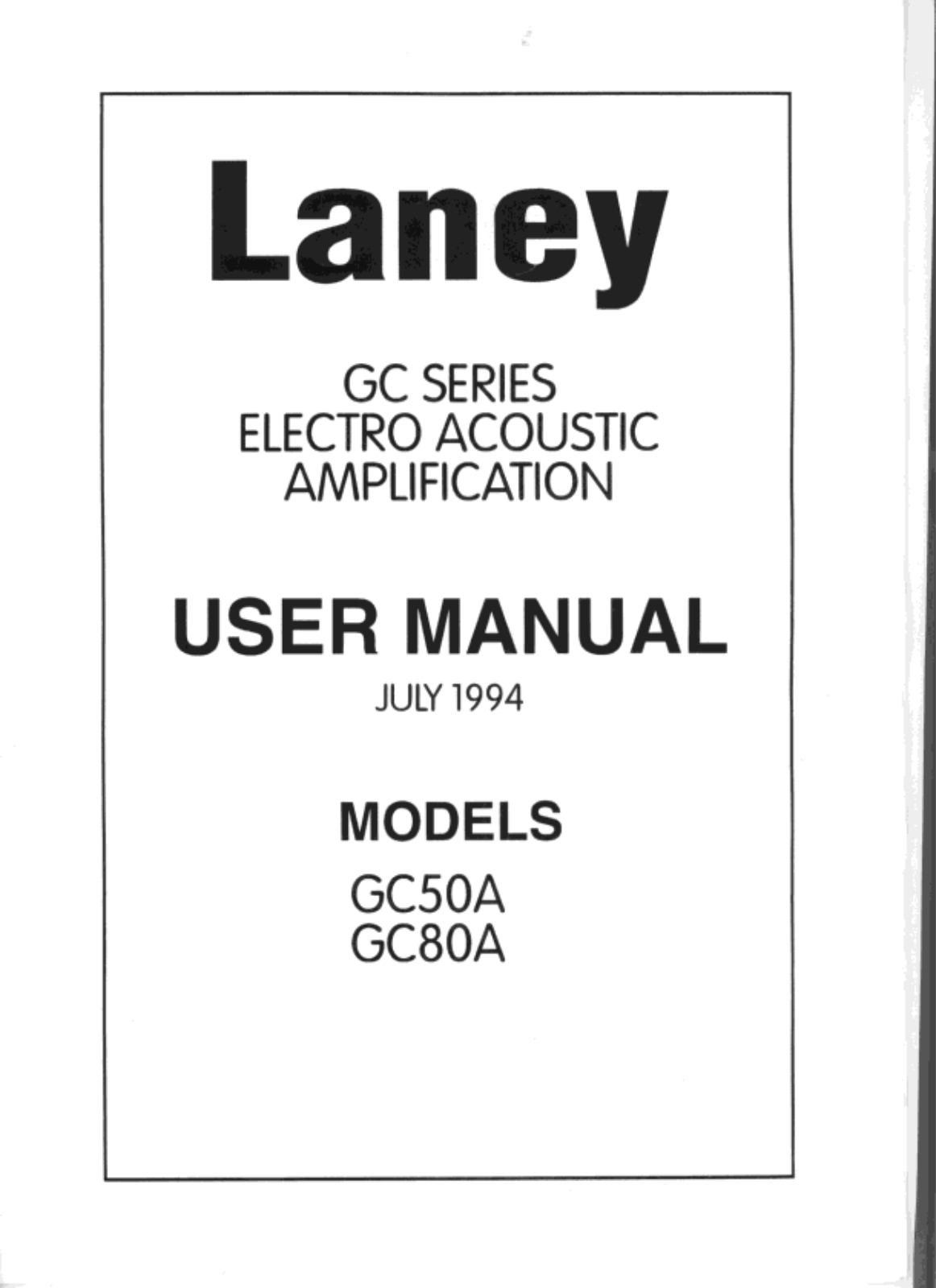 Laney Amplification GC50A User Manual