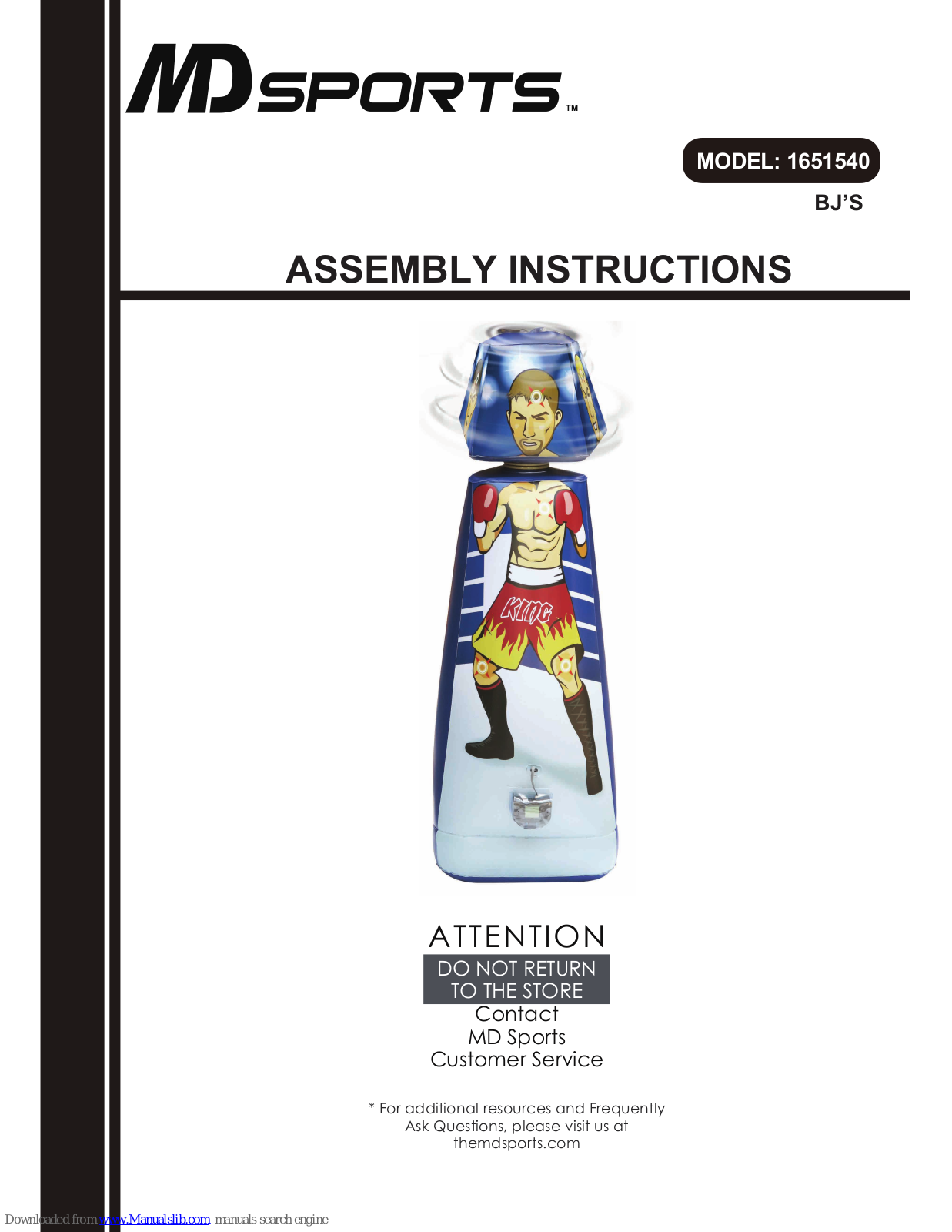 MD SPORTS BJ1651540 Instructions Manual